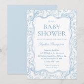 Blue Chinoiserie Baby shower Invitation Kaart (Voorkant / Achterkant)