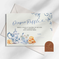 Blue Chinoiserie Baby shower Luier Raffle Kaart