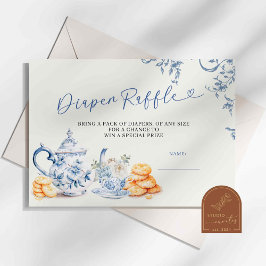 Blue Chinoiserie Baby shower Luier Raffle Kaart