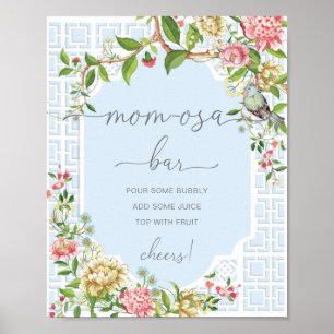 Blue Chinoiserie Baby shower Mam-osa Bar Sign Poster