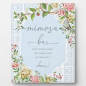 Blue Chinoiserie Baby shower Mimosa Bar Sign. Fotoplaat (Voorkant)