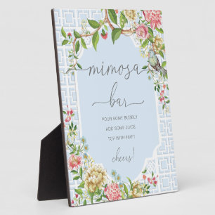 Blue Chinoiserie Baby shower Mimosa Bar Sign. Fotoplaat