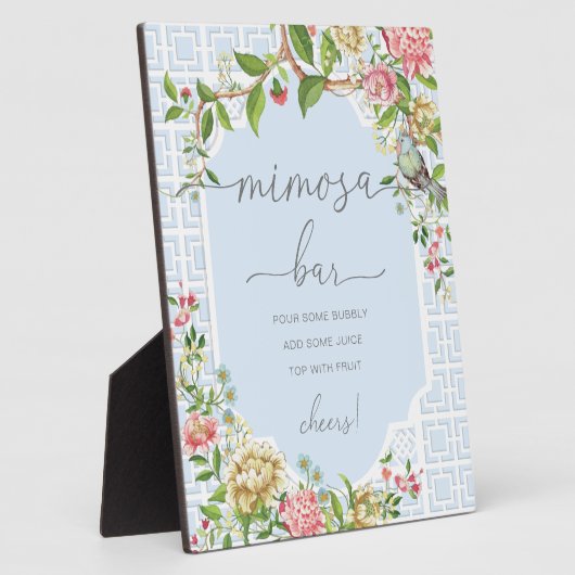 Blue Chinoiserie Baby shower Mimosa Bar Sign. Fotoplaat (Zijkant)