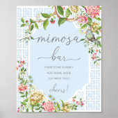 Blue Chinoiserie Baby shower Mimosa Bar Sign. Poster (Voorkant)