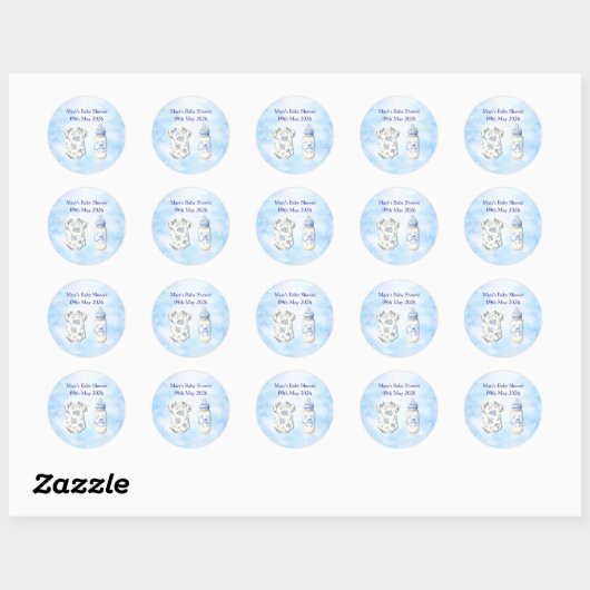 Blue Chinoiserie Baby Shower Stickers (20) (Vel)