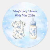 Blue Chinoiserie Baby Shower Stickers (20) (Voorkant)