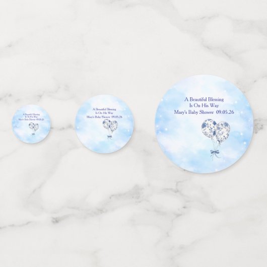 Blue Chinoiserie Baby Shower Table Confetti (Voorkanten)