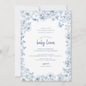 Blue Chinoiserie Baby shower Uitnodigen voor Jonge Kaart (Voorkant)