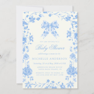 Blue Chinoiserie  Bloemen BabyShower Kaart