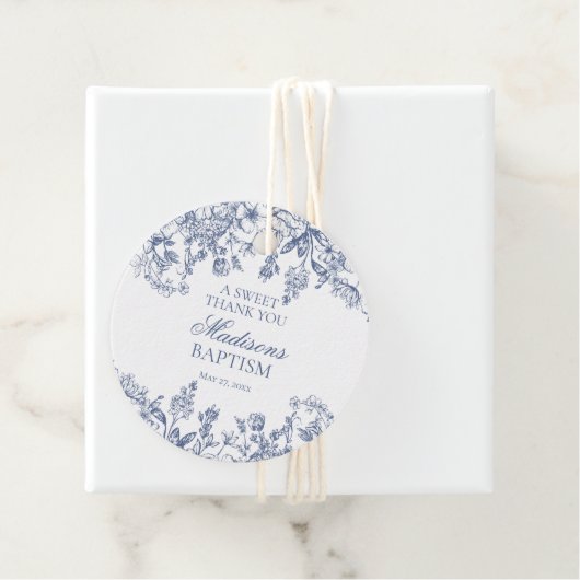 Blue Chinoiserie  Bloemen Doopcirkel Bedankjes Labels (In situ)