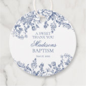 Blue Chinoiserie  Bloemen Doopcirkel Bedankjes Labels (Voorkant)