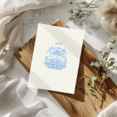 Blue Chinoiserie  Bloemen Huwelijk Kaart