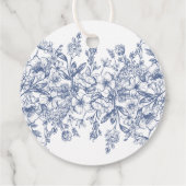 Blue Chinoiserie  Bloemen Verjaardagskring Bedankjes Labels (Achterkant)