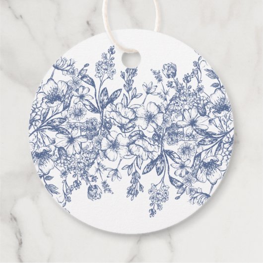 Blue Chinoiserie  Bloemen Verjaardagskring Bedankjes Labels (Achterkant)