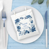 Blue Chinoiserie bloemenbruilofts lijst Dank u Bedankzakje