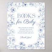 Blue Chinoiserie Boeken voor Baby Sign Poster (Voorkant)