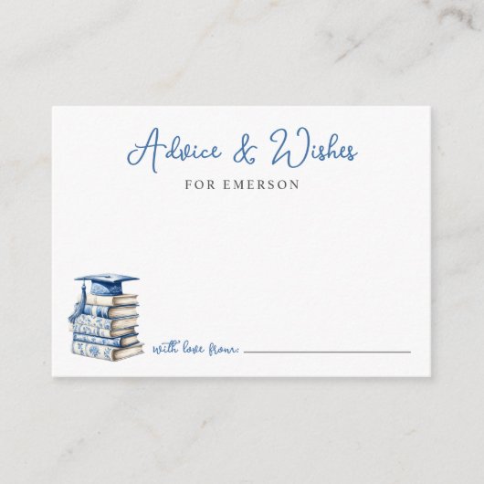 Blue Chinoiserie Books Afstuderen Advies Wensen Informatiekaartje (Voorkant)