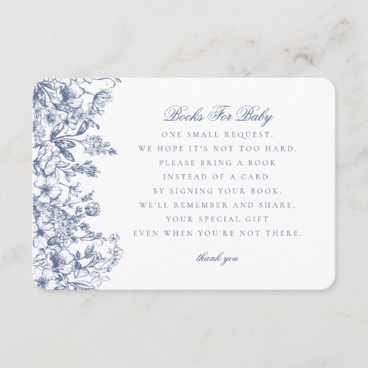 Blue Chinoiserie Books for Baby Invitation Insert Informatiekaartje (Voorkant)