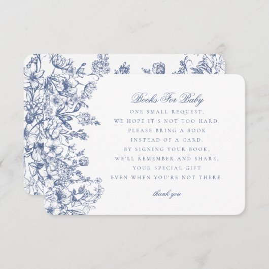 Blue Chinoiserie Books for Baby Invitation Insert Informatiekaartje (Voorkant / Achterkant)