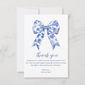 Blue Chinoiserie Bow Baby shower bedankkaart (Voorkant)