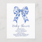 Blue Chinoiserie Bow Baby shower Invitation (Voorkant)