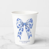 Blue Chinoiserie Bow Baby shower Papieren beker (Achterkant)