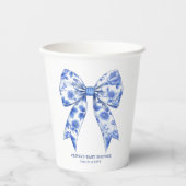 Blue Chinoiserie Bow Baby shower Papieren beker (Voorkant)