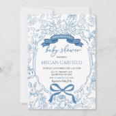 Blue Chinoiserie Bow Woodland Safari Baby shower Kaart (Voorkant)