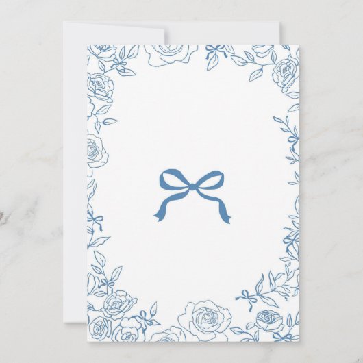 Blue Chinoiserie Bow Woodland Safari Baby shower Kaart (Achterkant)