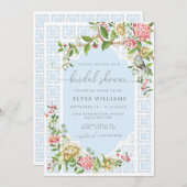 Blue Chinoiserie Bridal Shower Invitation Trianon Kaart (Voorkant / Achterkant)