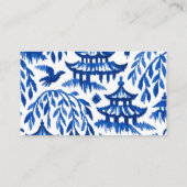 Blue Chinoiserie Bridge Wine Raffle Bridal Shower  Informatiekaartje (Achterkant)