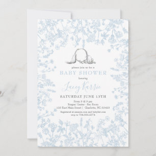 Blue Chinoiserie bunny baby shower Invitation, Kaart