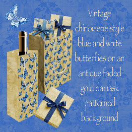  Blue Chinoiserie Butterflies Damask Medium Cadeauzakje