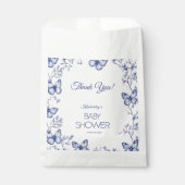 Blue Chinoiserie Butterfly Baby shower Bedankzakje (Voorkant)