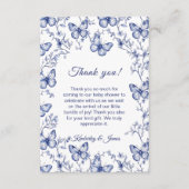 Blue Chinoiserie Butterfly Baby shower Dank u Informatiekaartje (Voorkant)