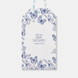 Blue Chinoiserie Butterfly Baby shower Gift Label Cadeaulabel