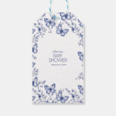 Blue Chinoiserie Butterfly Baby shower Gift Label Cadeaulabel (Achterkant)