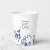 Blue Chinoiserie Butterfly Baby shower Papieren Bekers (Achterkant)