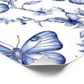 Blue Chinoiserie Butterfly Baby shower Perfect Poster (Hoek)