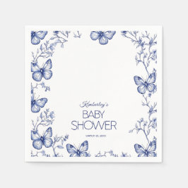 Blue Chinoiserie Butterfly Baby shower Servet