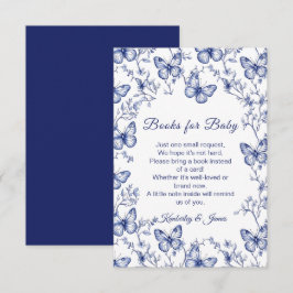 Blue Chinoiserie Butterfly Boeken voor Baby shower Informatiekaartje