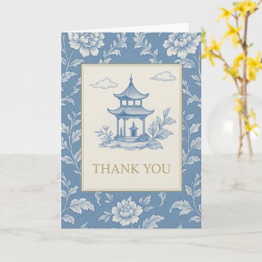 Blue Chinoiserie Card  Kaart (Gele Bloem)