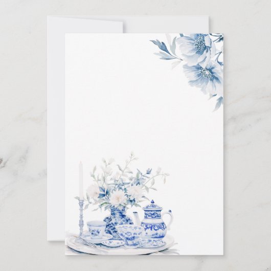 Blue Chinoiserie Chinese bruiloft uitnodiging (Achterkant)