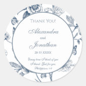 Blue Chinoiserie Christian Wedding Thank You Ronde Sticker (Voorkant)