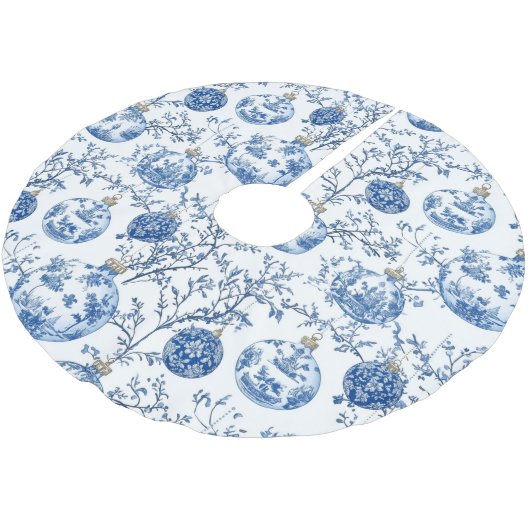Blue Chinoiserie Christmas Kerstboom Rok (Gekanteld)