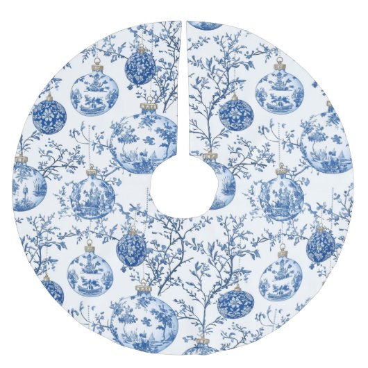 Blue Chinoiserie Christmas Kerstboom Rok (Voorkant)