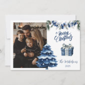 Blue Chinoiserie Christmas Photo Feestdagenkaart (Voorkant)