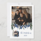 Blue Chinoiserie Christmas Photo Feestdagenkaart (Voorkant)