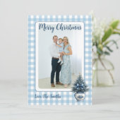 Blue Chinoiserie Christmas tree Grandmillenial Feestdagenkaart (Staand voorkant)