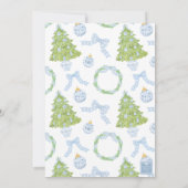Blue Chinoiserie Christmas Tree Monogram Crest Kaart (Achterkant)
